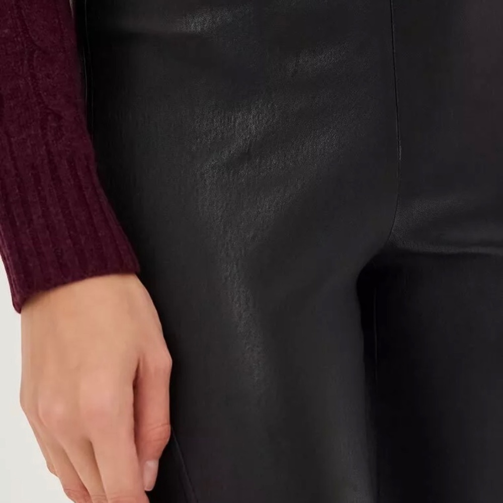 Polo Ralph Lauren Stretch Lamb Leather Black Skinny Pull On Pants NWT - Picture 6 of 9